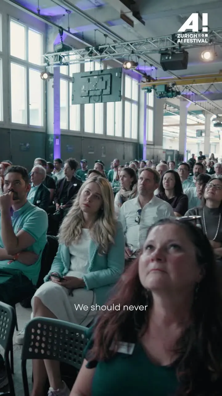 Interview still from the Zurich AI Festival 2026: What should we never delegate to AI?